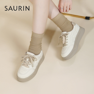 索兰板鞋女2025秋季新款时尚百搭小白鞋厚底运动休闲鞋25CX25269