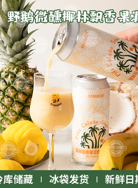 野鹅微醺椰林飘香果泥酸艾尔果味啤酒椰子菠萝473ml大罐
