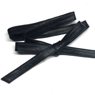 柔软百搭女细腰带绵羊皮绑带仿皮窄腰带蝴蝶结大衣皮衣连衣裙装 饰