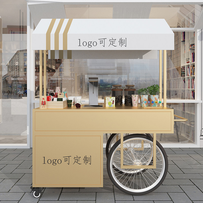 欧式创意铁艺花车地推车摆摊车展示促销台移动售货车小吃 摊位车