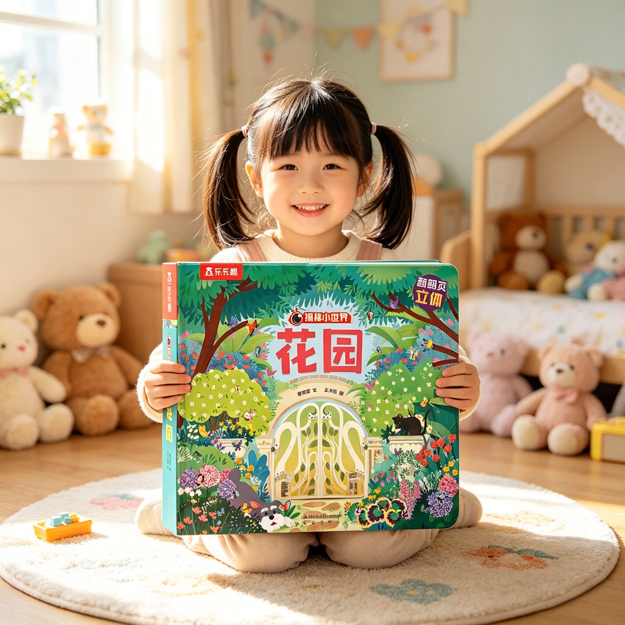 花园3d立体机关书儿童0-3-6岁乐乐趣揭秘小世界系列科普动物百科全书翻翻洞洞触摸婴儿宝宝早教蒙氏益智玩具幼儿阅读故事1岁2绘本