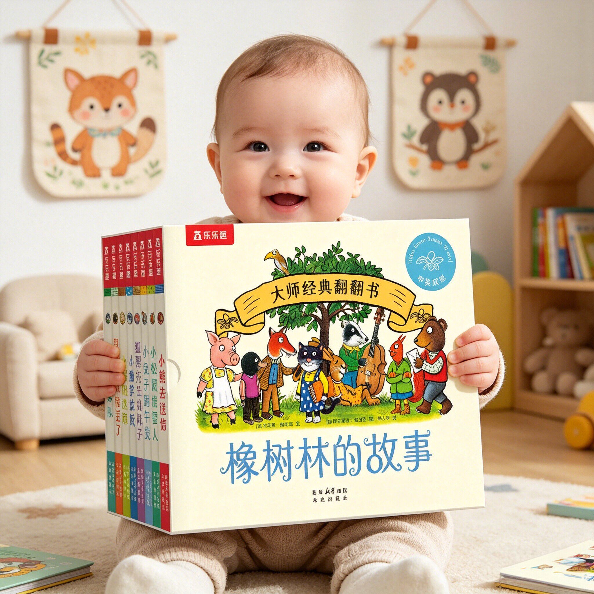 现货速发乐乐趣宝宝绘本0到3岁橡树林的故事翻翻书8册婴幼儿童启蒙认知早教书小月龄故事书1-2岁硬壳洞洞书蒙氏绘本双语幼儿园启蒙