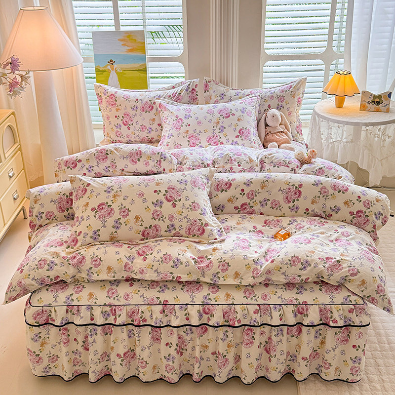 热销床单双层花边单件床罩席梦思席梦思防滑保护套床裙三件套床笠