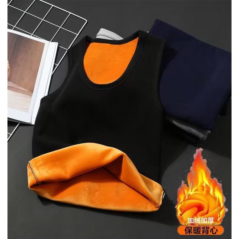 秋冬季男士保暖背心加绒加厚发热内衣中老年修身防寒内穿马甲上衣