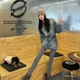 樱田川岛春季新款水洗牛仔连衣裙女收腰显瘦复古设计感chic短裙子