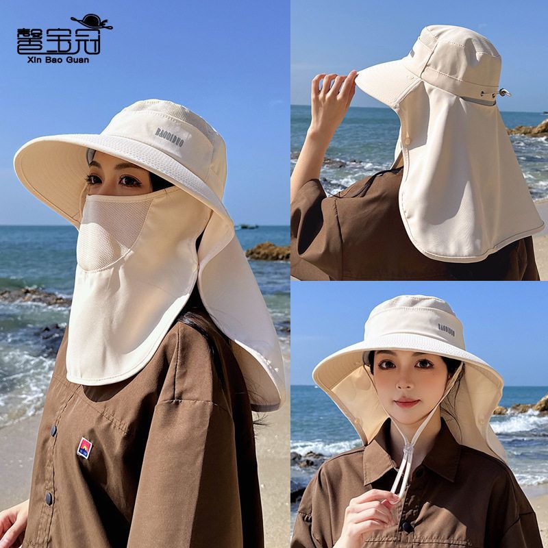 2025新款防晒帽女士遮脸披肩防紫外线全包围太阳骑车遮阳帽子旅游
