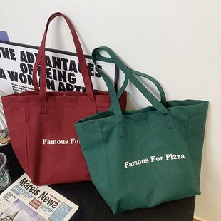 Pizza同款 For oversize大容量包 红色字母帆布包Famous 2025年新款
