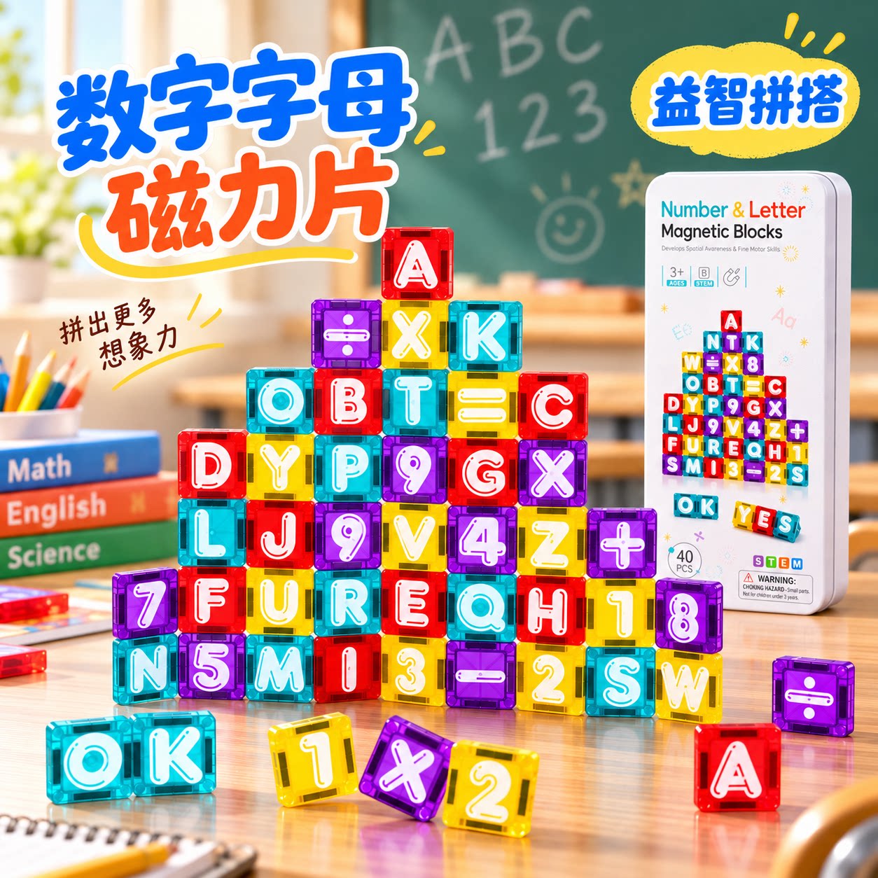 迷你磁力片便携口袋方块拼装玩具图片