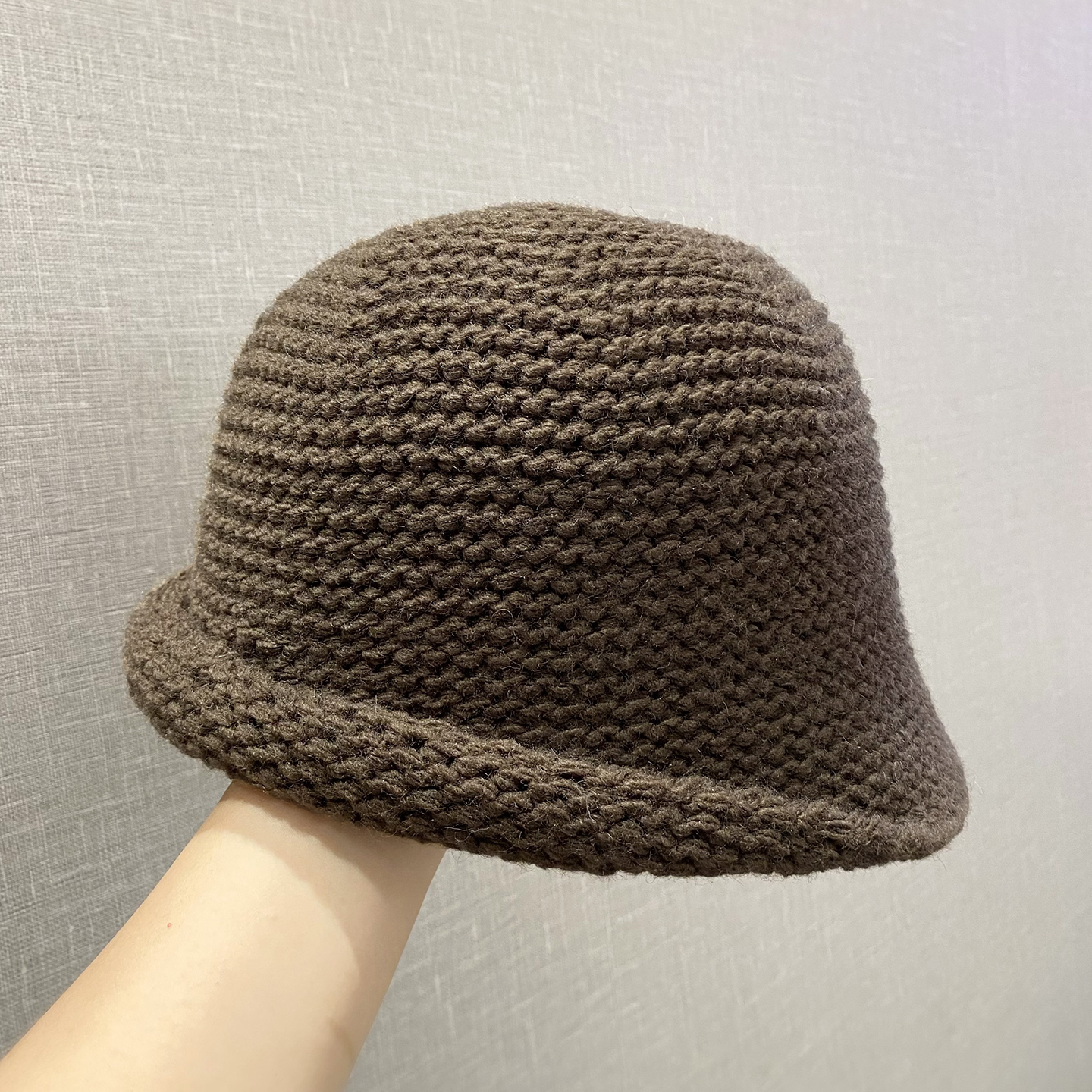 韩版卷边针织盆帽女显脸小秋冬季