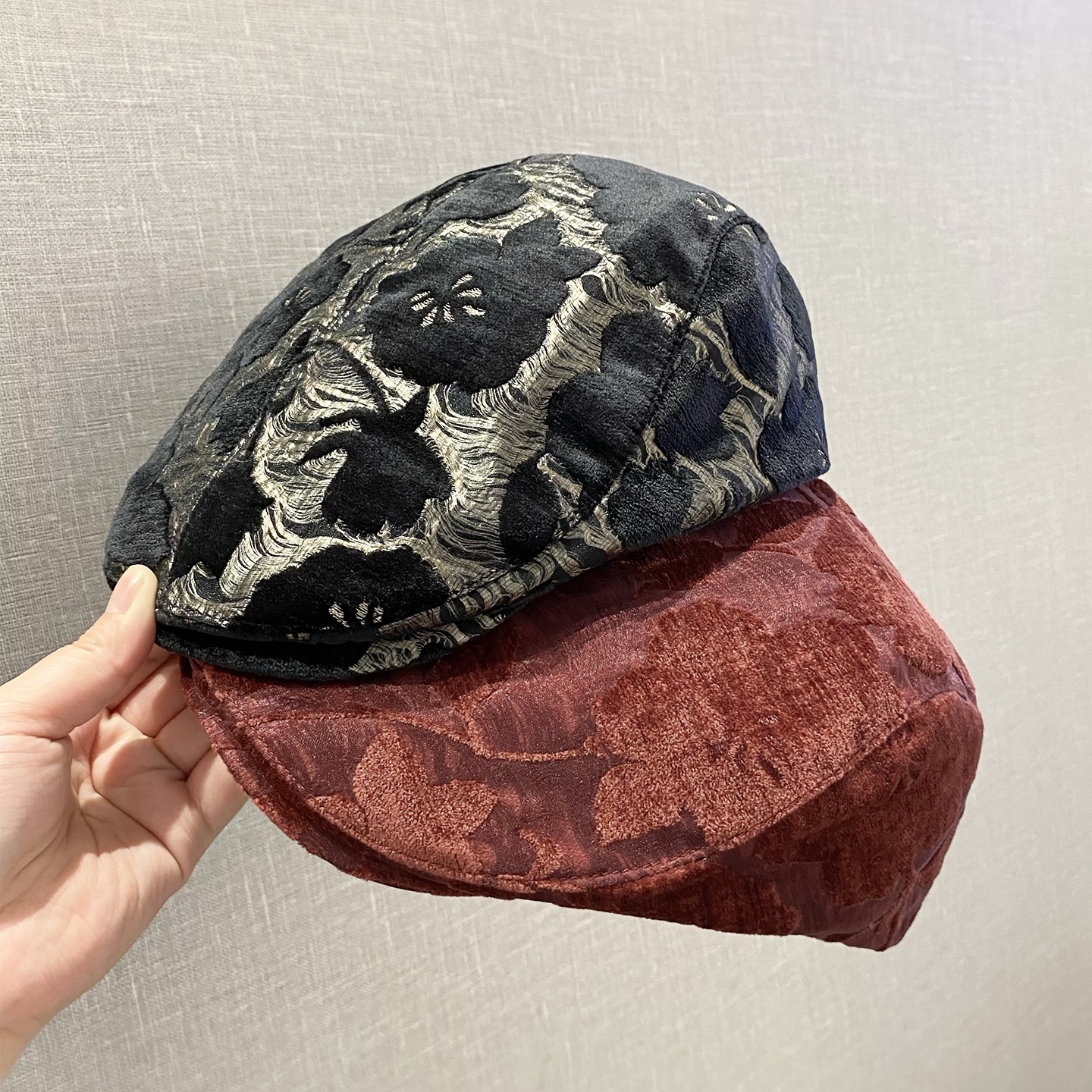 韩系复古印花前进帽女显脸小百搭