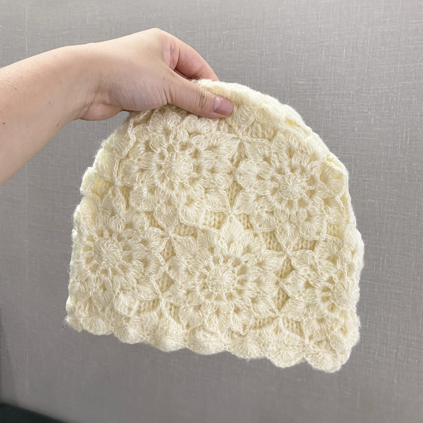 秋冬季新款手工钩花包头帽女百搭