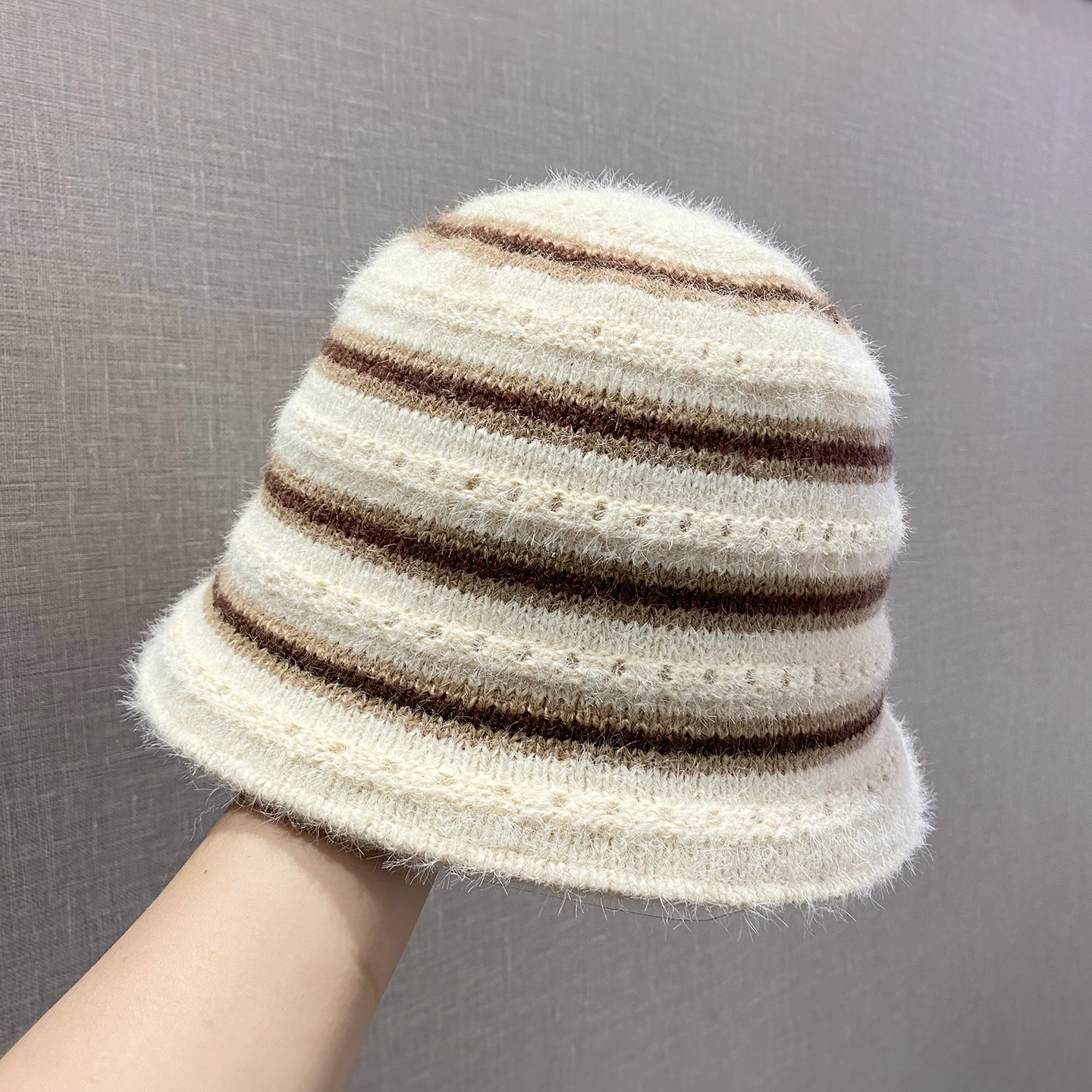 韩系双面戴针织桶帽女显脸小百搭