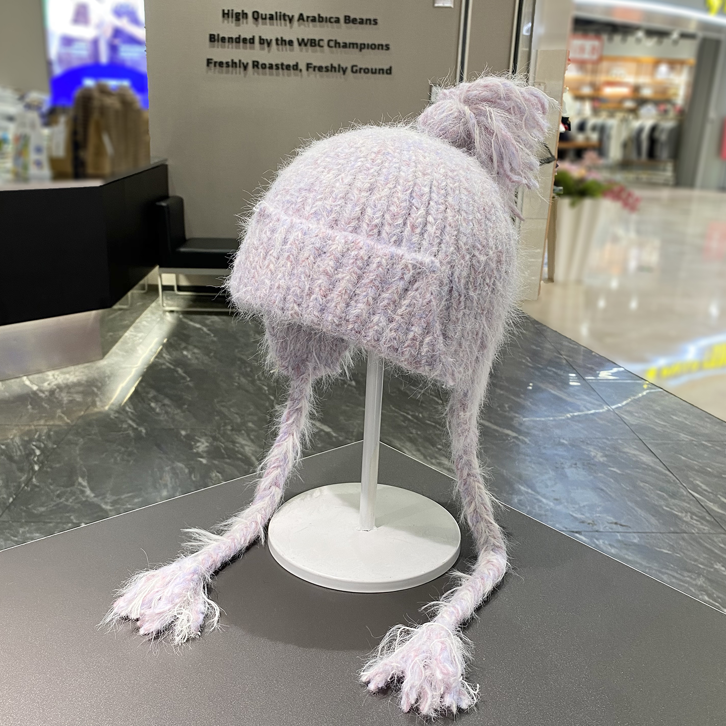 秋冬季流苏辫子针织护耳帽女保暖