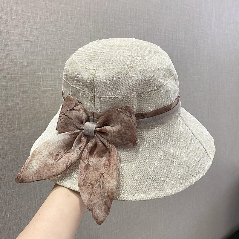 夏季新款蝴蝶结渔夫帽女百搭遮阳