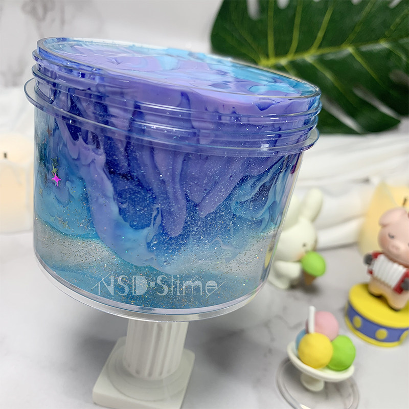 星云浮云深邃蓝紫星空拉面胶混高透颜值款兼并手感泥史莱姆解压泥