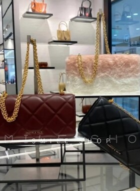 新加坡代购CK2-10680924CK6-10681031-2菱格链条毛绒小方包