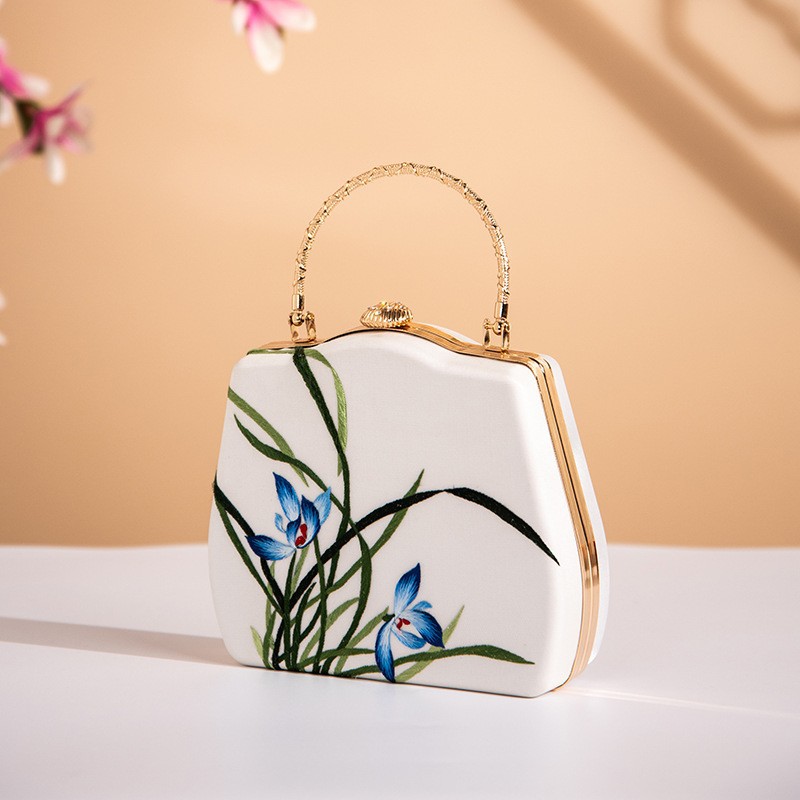 新款百搭新中式国风古典旗袍单肩包 刺绣手提包 高档斜挎包女