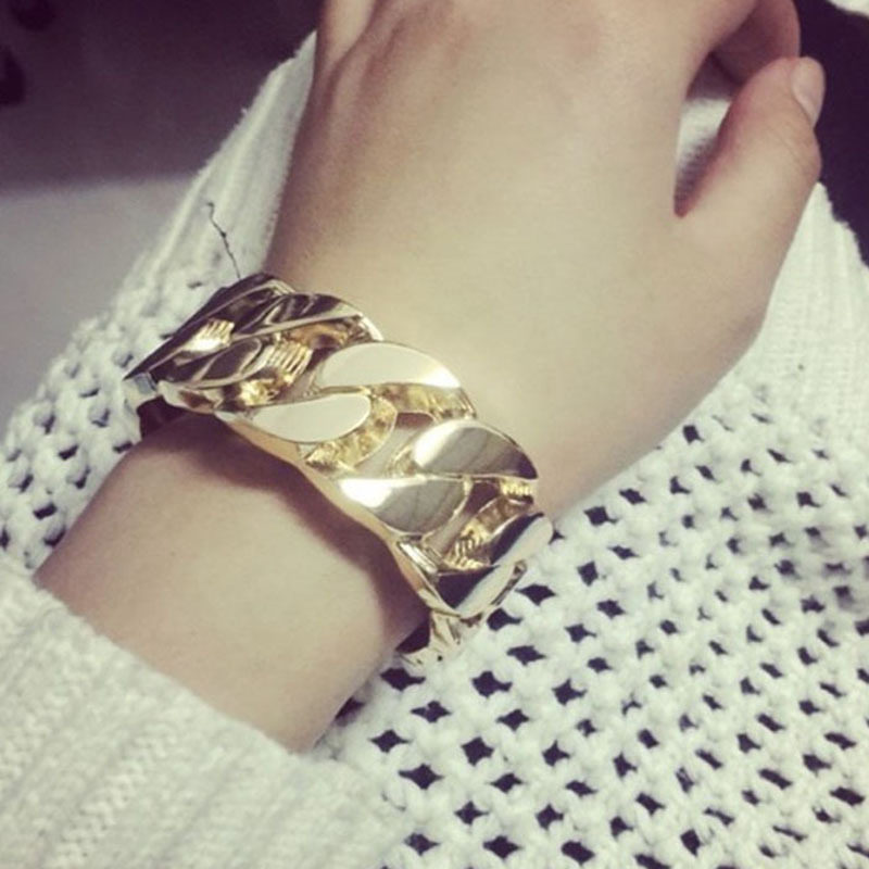 欧美夸张金属合金宽手链 时尚女手镯个性手环潮人朋克装饰配饰品