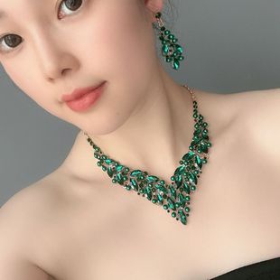 首飾項鏈耳環(huán)套裝 新娘婚禮飾品宴會禮服搭配女士珠寶合金首飾網紅