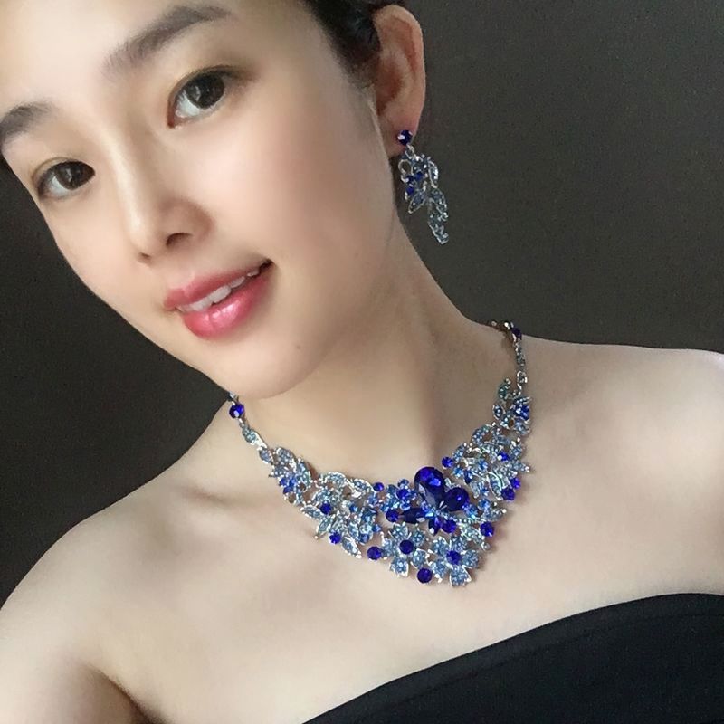 夸张水晶耳环宴会高档装饰项链