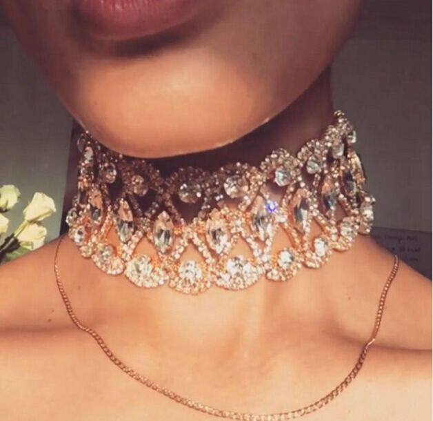 欧美时尚风 超闪镶钻夸张夜店短项链颈链 Choker Necklace 女配饰