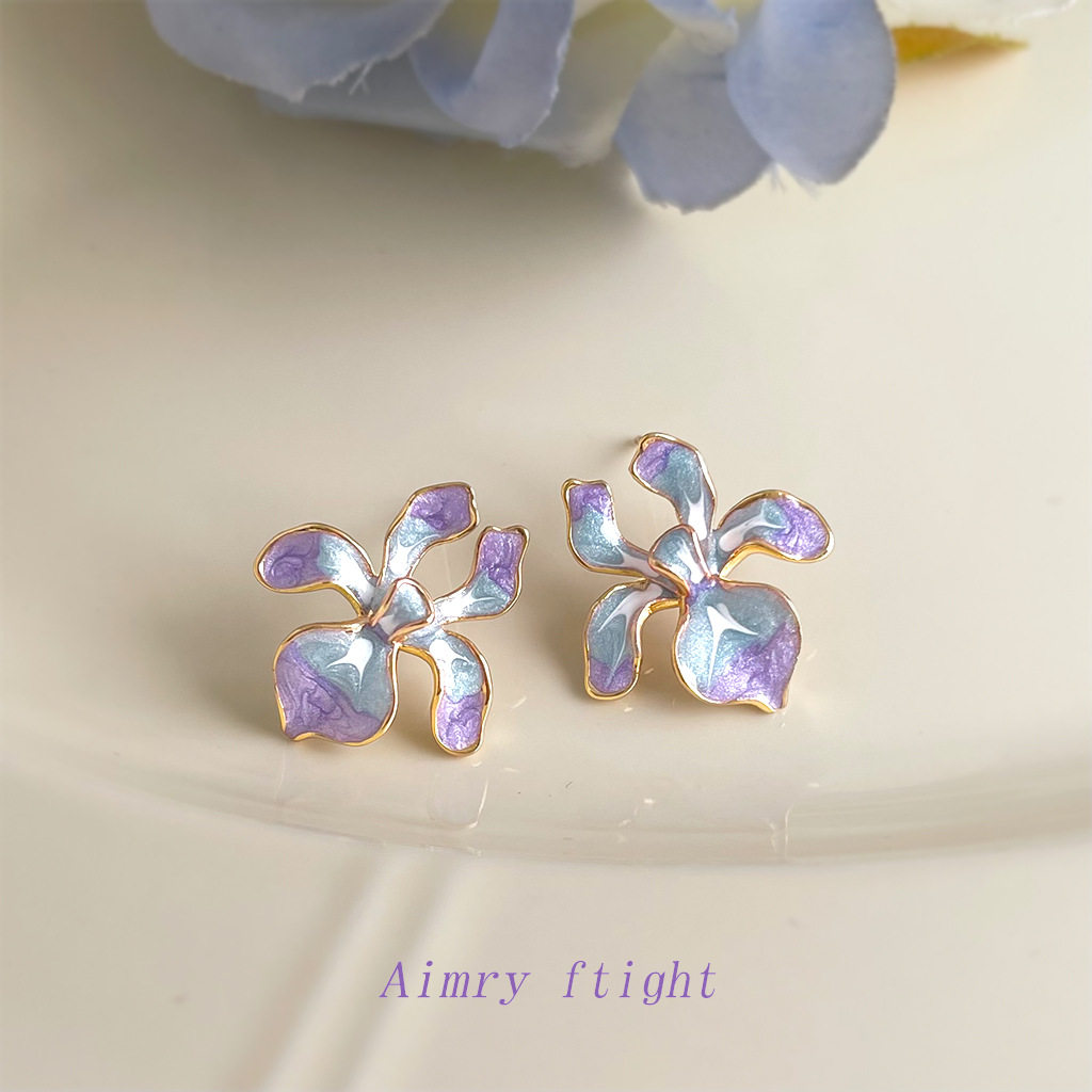 鸢尾花系列手工彩绘珐琅滴釉渐变色清新甜美耳饰s9银针耳环,饰品/流行首饰/时尚饰品新,耳环,淘宝优惠券,粉丝福利购,淘宝优惠卷