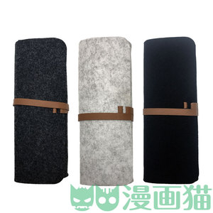 毛毡毛笔袋 笔帘 大容量文具收纳袋 皮带捆绑式