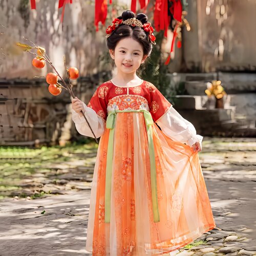 中秋汉服女童连衣裙儿童公主裙子