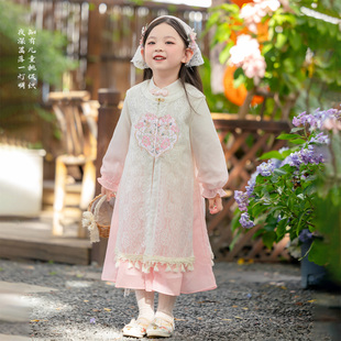 小女孩中国风连衣裙2025新款 子套装 马甲裤 汉服女童儿童超仙新中式