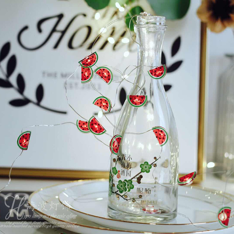 led小彩灯西瓜水果造型小清新儿童卡通装饰灯电池款铜线灯串闪灯