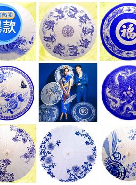 油纸工艺伞青花28道具古风火锅餐厅茶楼酒店吊顶灯罩舞蹈拍照推荐