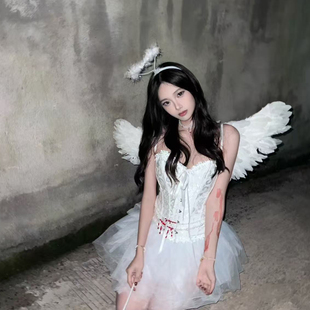 万圣节头饰cos天使恶魔光环发箍羽毛氛围感发箍超仙发饰拍照装扮