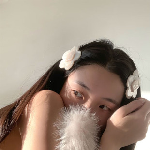 法式 甜美白色醋酸花朵发夹女可爱少女小清新头饰碎发仿真百搭发饰