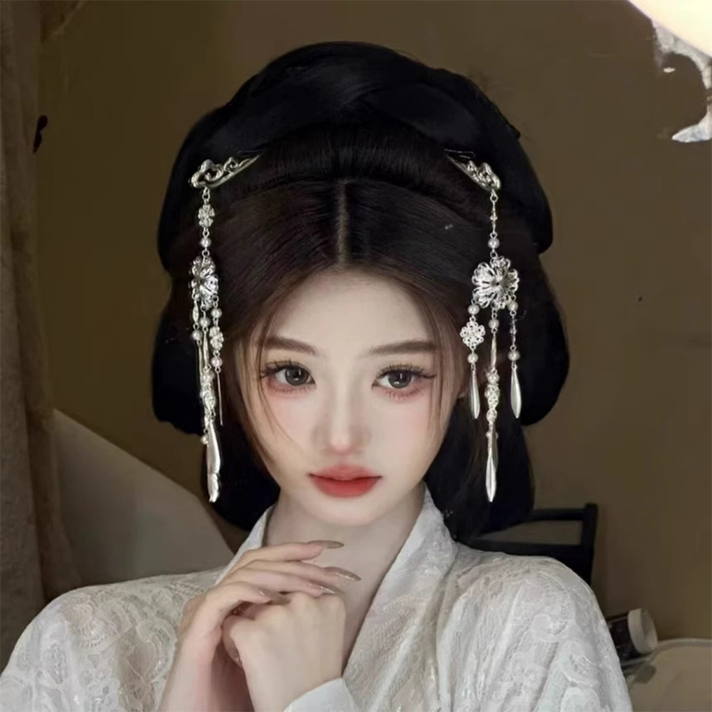 新款银色风铃步摇流苏发簪女古风战国袍掩鬓压鬓发梳复古气质发饰