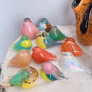 清仓秒杀小鸟摆件外贸出口手工琉璃鸟喜鹊摆件桌面装饰品镇纸