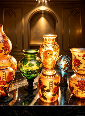 轻奢法国设计大师Galle格雷葛蕾琉璃花瓶收藏工艺品高档礼品