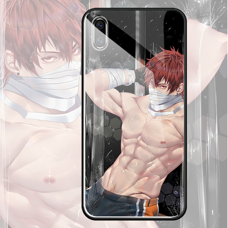 雨中腹肌男孩适用OPPORENO3玻璃壳Z6小米10 nex3苹果11Pro手机壳8