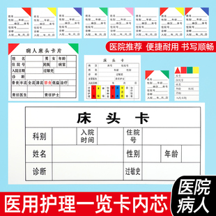 医住院床头卡插卡内芯病房护理级别标识牌病人患者护士站一览表卡