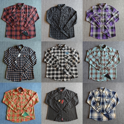 斑斓 新款hiphop奇卡洛chicano潮嘻哈西海岸风格重磅宽松格子衬衫