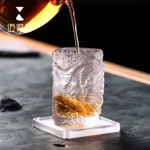 凤杯玻璃茶杯耐热主人杯单杯女个人专用高端对杯家用喝茶轻奢杯子