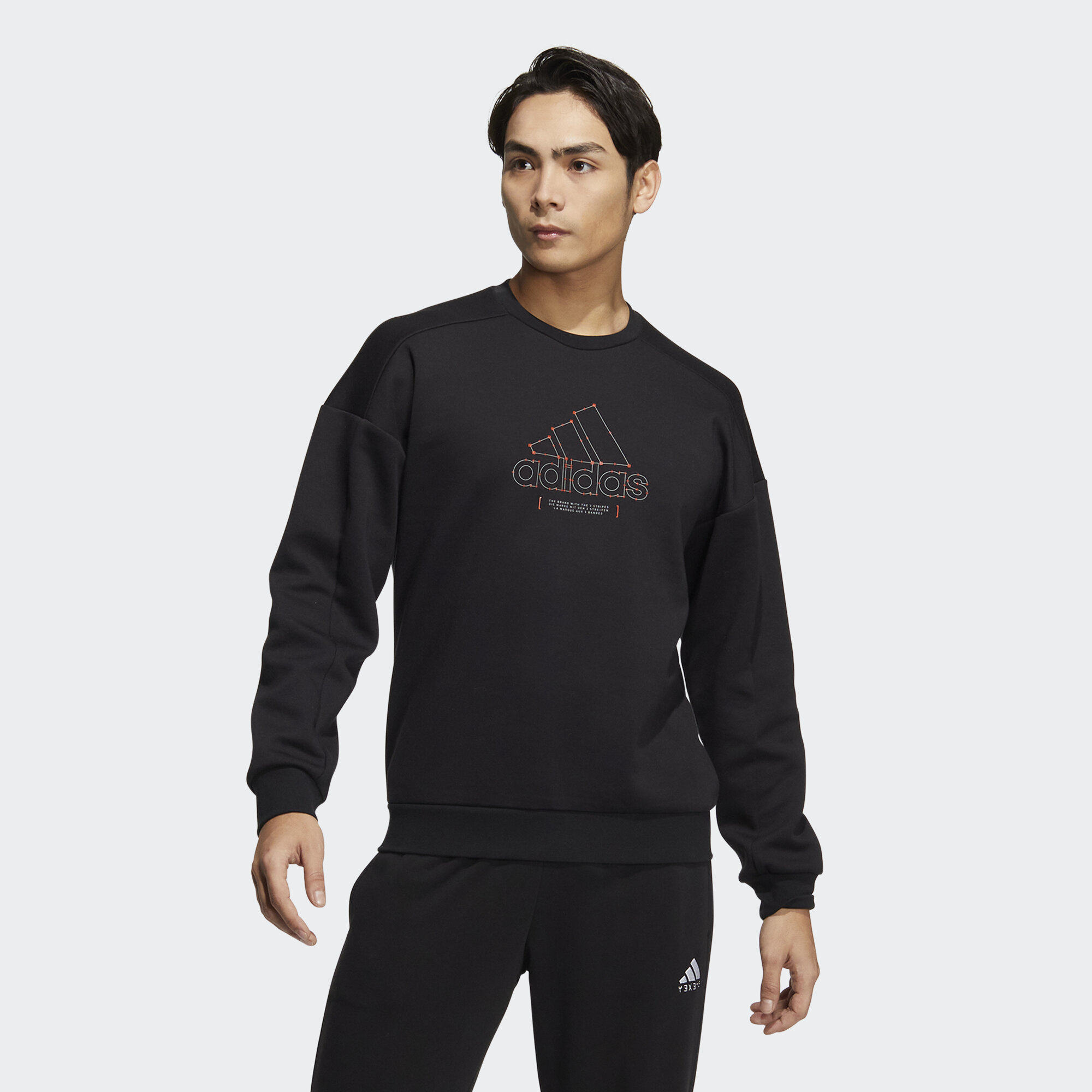 阿迪达斯男卫衣春新款针织运动休闲经典LOGO圆领打底套头衫HM5152