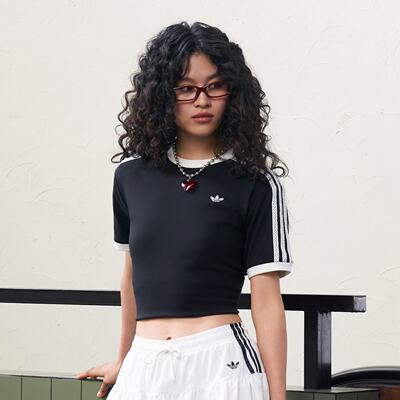 女子复古撞色条纹休闲短袖T恤
