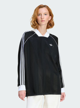 adidas阿迪达斯长袖女子休闲文化提花亲肤宽松长袖球衣KD2897