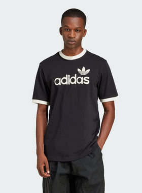 Adidas阿迪达斯正品新款男三叶草纯棉圆领运动休闲短袖T恤JC8372