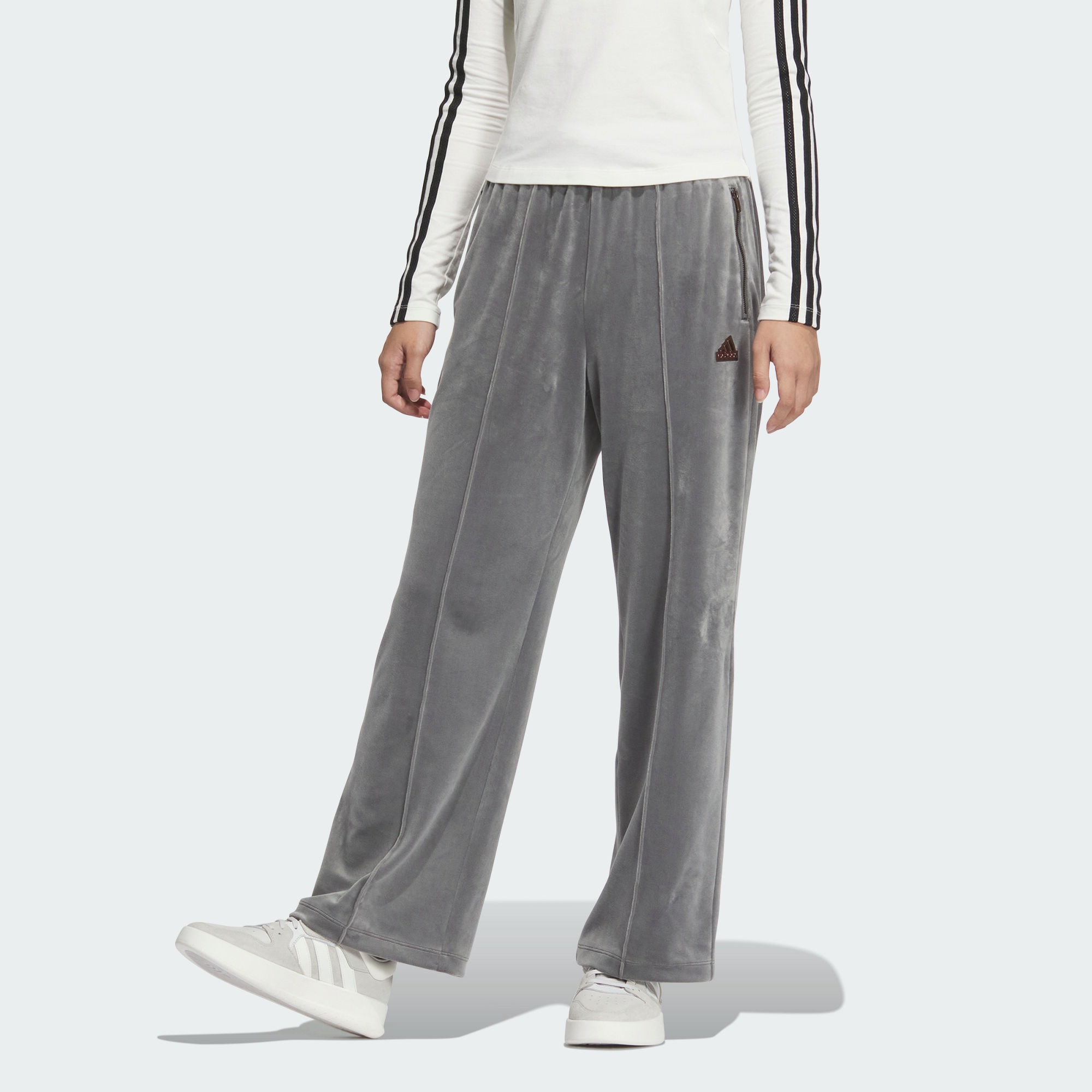 adidas阿迪达斯长裤女子秋冬柔软舒适天鹅绒运动休闲直筒裤JX6845