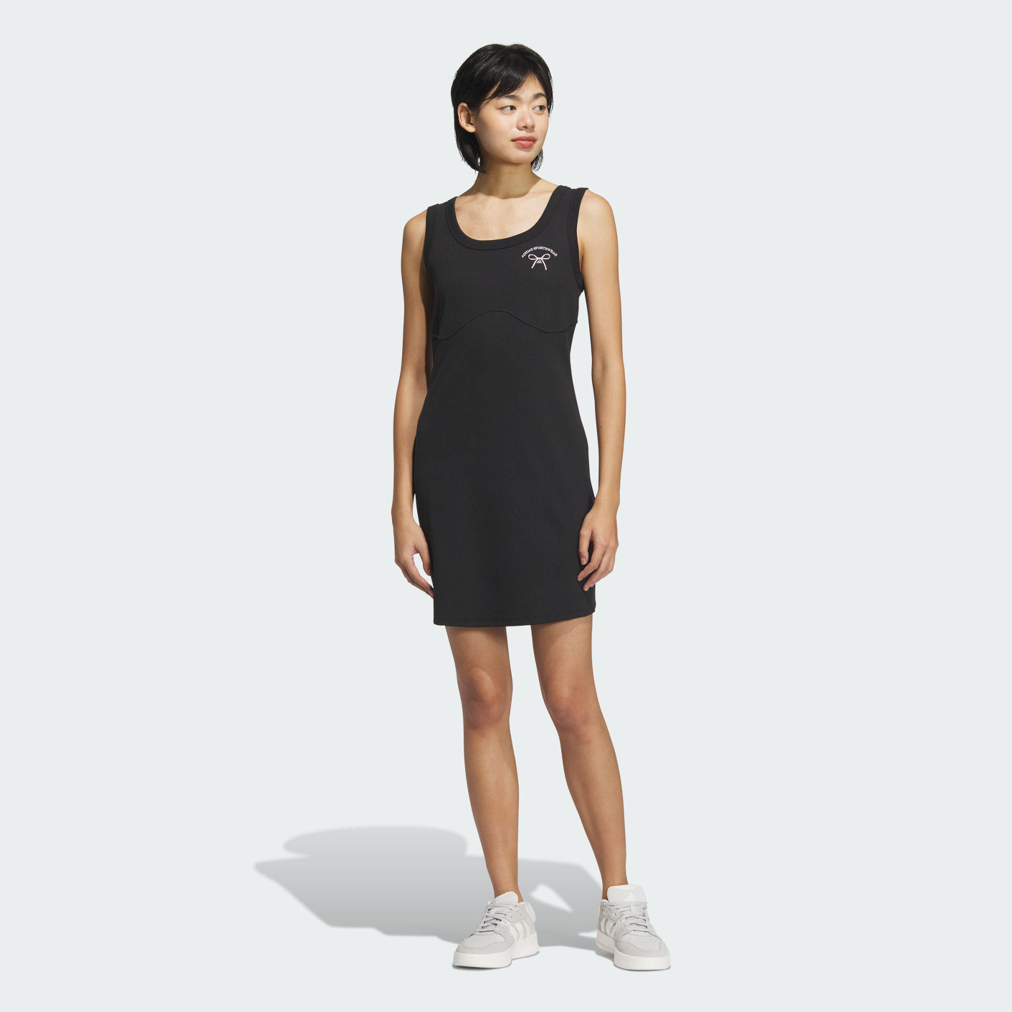 Adidas/阿迪达斯正品蝴蝶结图案运动休闲修身无袖连衣裙JY7651
