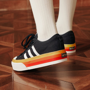 Adidas/阿迪达斯女鞋正品新款休闲厚底运动耐磨帆布鞋板鞋JQ9147