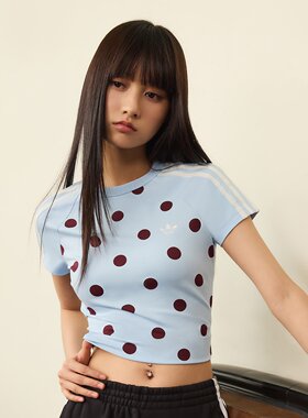 Adidas/阿迪达斯短袖正品CALI TEE 波点运动修身短袖T恤KV1192