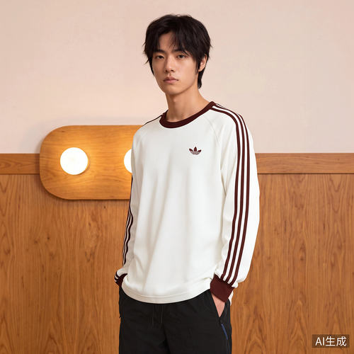 Adidas/阿迪达斯正品男女款华夫格宽松舒适长袖T恤LD6431 LD6432