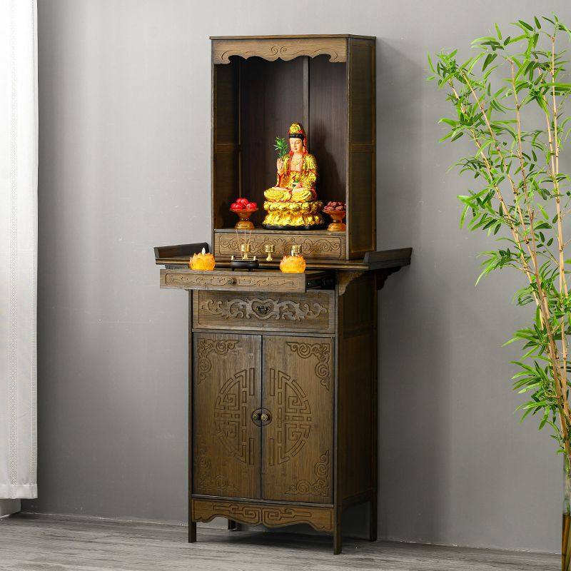 玄关柜条案桌禅意靠墙条案几柜装饰供桌仿实木端景台实竹客厅家具